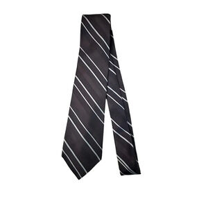 Brooks Brothers 346 Black & White Striped Pure Silk Tie
